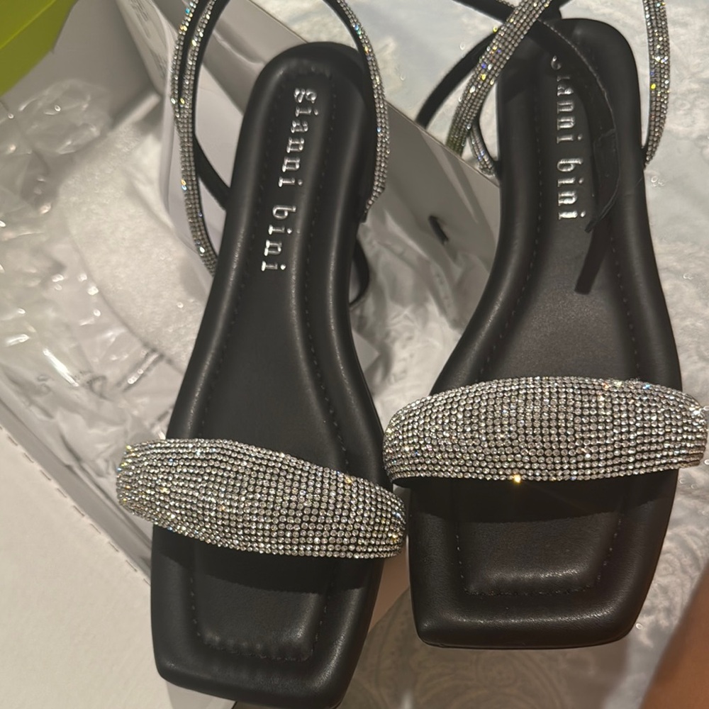 Gianni Bini Black Rhinestone Sandals